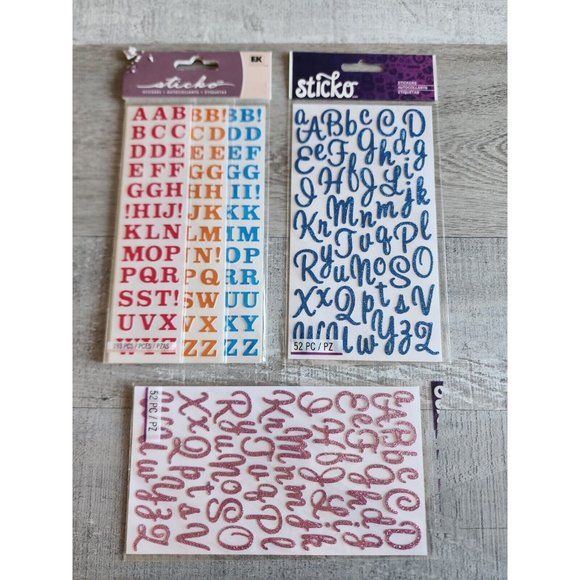 Sticko Office Scrapbook Stickers Lot Pink Blue Letters Alphabet
